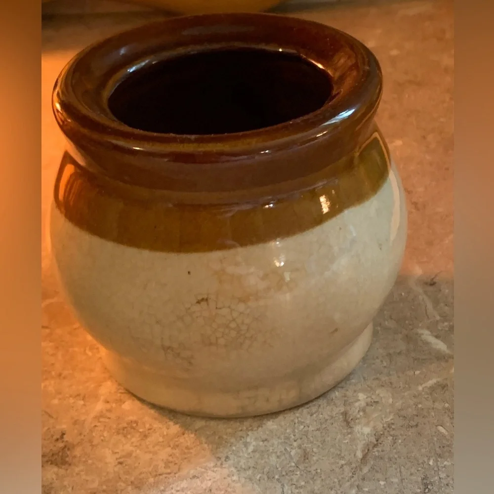 1970's Brown Glaze Wheat Flower Taiwan Stoneware Small Vase